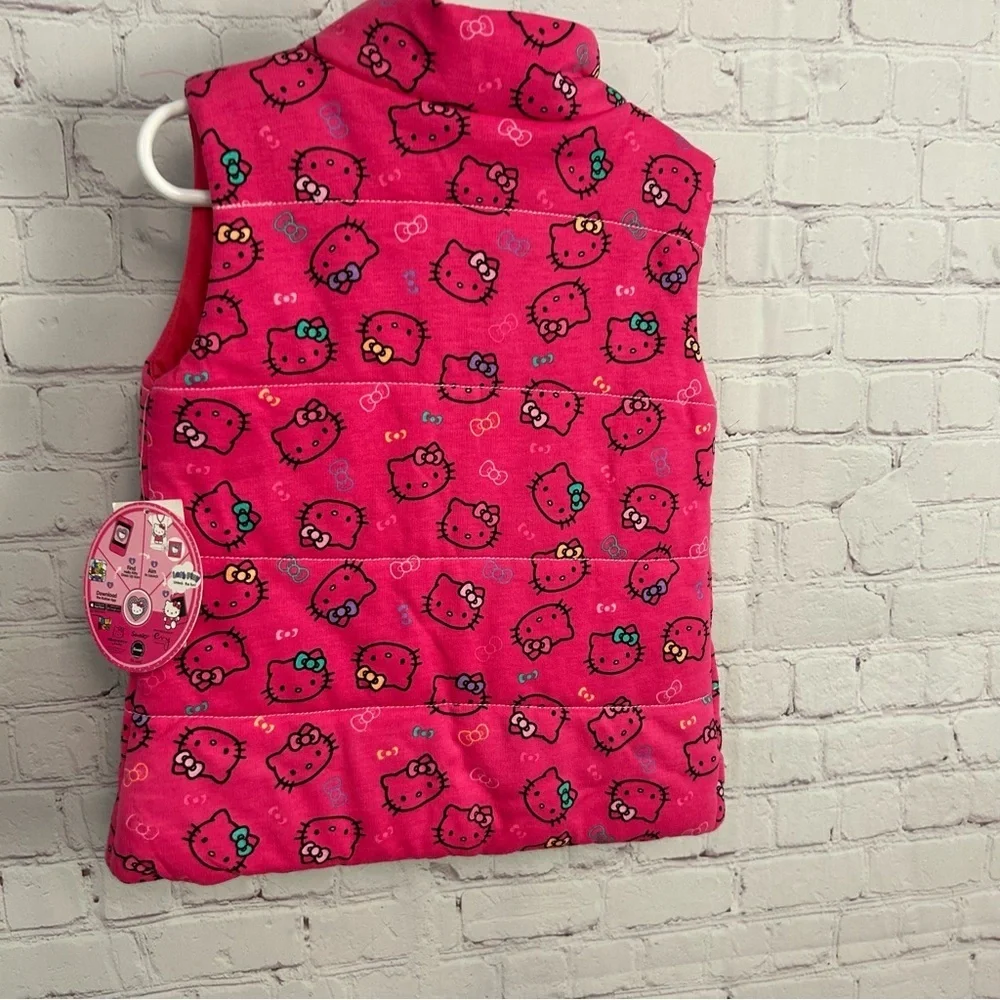 Hello Kitty Sanrio New Deadstock quilted snap down  vest novelty pink gem size 5
